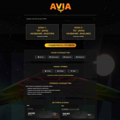 Сайт для клана Авиа в PUBG